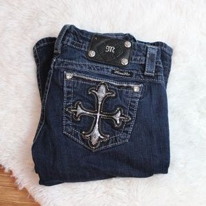 {Miss Me} Mid Rise Easy Boot Cut Jeans Cross